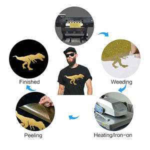Nouveau design, <span class=keywords><strong>vinyle</strong></span> thermocollant jaune <span class=keywords><strong>doré</strong></span> à paillettes, rouleau en vrac transparent pour découpeuse <span class=keywords><strong>Cricut</strong></span>, impression de robes - Product Image 3