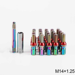สลักเกลียวดุมล้อเหล็กทรงเรียว M14X1.25 ความยาวเกลียว 28 มม. สำหรับเปลี่ยนล้อ สีเงิน สีฟ้า สีสันสดใส - Product Image 5