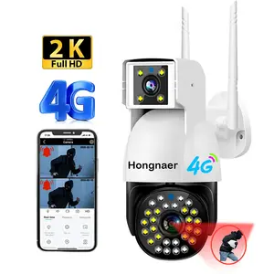 OEM 4G Sim Card Surveillance Connected To Mobile Phone IP PTZ CCTV Wireless Outdoor Cameras Dual Lens 4g Security Camera