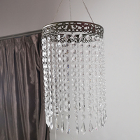 Décoration d'intérieur, cadre en métal pour fleurs, cylindre moderne, perles en plastique transparentes, lustre pour couvrir les luminaires d'intérieur