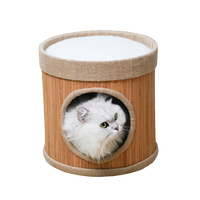 Offre spéciale, cache-chat en bambou, maison pour chat d'intérieur avec coussin, lit