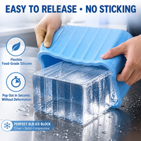 Moule à glace rectangulaire extra large en silicone de qualité alimentaire renforcé pour camping en extérieur, moule à briques de glace réutilisable pour glacière