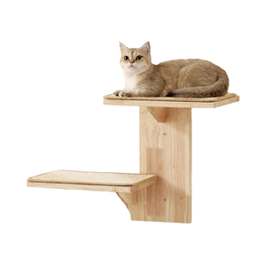 Modern Wooden <strong>Cat</strong> <strong>Perch</strong> Floating Shelf Sisal Pad 2-Level Tree-Shaped Wall-Mounted Adjustable Durable <strong>Cat</strong> Furniture Carton - Product Image 1