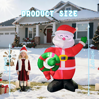 Père Noël gonflable de 8 pieds avec couronne et lumière LED, décoration de Noël gonflable pour jardin, pelouse, extérieur, maison, fête, spectacle festif