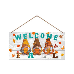 Letrero de bienvenida de madera en stock, decoración de Acción de Gracias, corona de madera, placa para puerta, decoración para ambiente festivo de cosecha. - Product Image 5