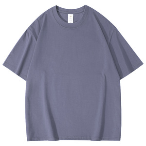 T-shirt vierge oversize en coton épais pour homme, gris uni, personnalisable avec logo, vente en gros, vêtements décontractés - Product Image 3