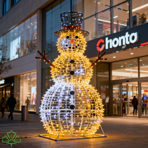 Sculpture géante de bonhomme de neige lumineuse SENZHAO, éclairage LED extérieur, structure en fil métallique 3D, lumière de Noël pour la place/le parc, décoration de fête - Product Image 6