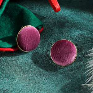 Round Geometric <b>Stud</b> <b>Earrings</b> Zinc Alloy Plush Leopard Print Houndstooth Unisex Fashion <b>Earrings</b> - Product Image 3