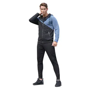 Guangzhou Garment Factory Cotton Custom Tracksuit Splice Color Slim Fit Gym Tracksuit