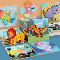 Niños Montessori educativo de madera 3D rompecabezas de juguete para niños niñas dibujos animados dinosaurio Animal vehículo niño rompecabezas Juguetes