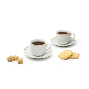 Set Tazza e Piattino da Espresso Excelsa con Bordo Dorato in Porcellana Bianca 8x5x6 Cm - Product Image 2