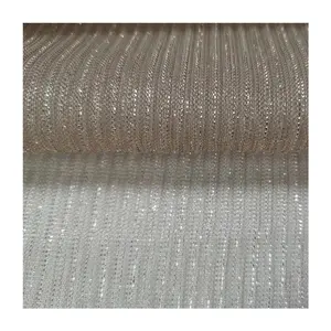 100% polyester Shiny Silk Lurex pleated mesh two tone mesh pleated metallic yarn dyed lurex mesh fabric