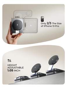 Station de charge magnétique sans fil LISEN 2026 avec charge rapide 15W pour Apple iPhone 16 15 14 <span class=keywords><strong>AirPods</strong></span> Chargeur portable 3 en 1 - Product Image 6