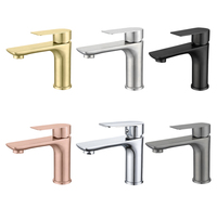 Robinet de lavabo moderne en acier inoxydable 304, finition or brossé et or rose, mitigeur monocommande eau chaude et froide pour salle de bain