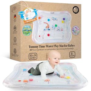 Tapis de jeu aquatique gonflable pour bébé avec animaux de cirque, tapis sensoriel pour le temps sur le ventre avec éléments sonores, anti-fuite - Product Image 1