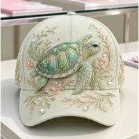 Casquette de baseball imprimée animaux marins 3D (Tortue, Baleine, Méduse) pour femme, réglable, à visière incurvée, protection solaire estivale, idéale pour la plage