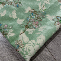 Velours lourd brodé de perles, 100% soie, velours métallique, tissu burnout, robe, manteau, jupe, tissu de créateur