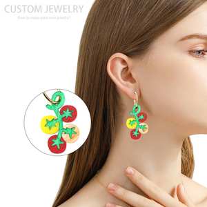 Drop gaya antik anting menjuntai indah dari tomat akrilik buah pola untuk hadiah - Product Image 4