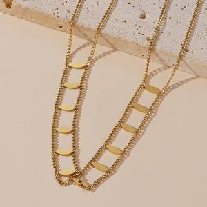 Collier pendentif marquise doré en acier inoxydable avec chaîne à maillons pour femme, bijoux de mode - Product Image 2
