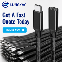 Câble d'extension USB-C 3.2 Gen 2x2 LUNG KAY 20 Gbit/s 100 W PD Charge Rapide Type C Mâle vers Femelle Tressé Vidéo 8K OEM