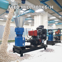 Moulin à granulés d'aliments pour animaux diesel-électrique à haute productivité pour volailles, bovins, poulets, machine à fabriquer des granulés d'aliments pour animaux, capacité de 100 à 1200 kg/h
