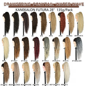 Julianna Futura Fibre Private Label Afro Kinky Water Wave Curly Synthetic Drawstring Ponytail Extension de cheveux pour femmes noires - Product Image 5