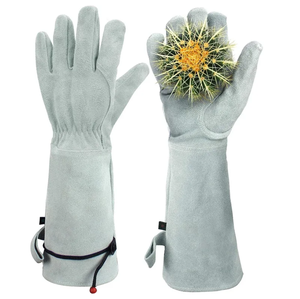 Sarung Tangan Kerja Kulit Sapi Bentuk Tabung Panjang Tahan Tusukan dengan Tali Pergelangan Tangan yang Dapat Disesuaikan 42cm Sarung Tangan Keselamatan Tahan Sobek yang Tahan Lama - Product Image 5