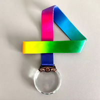 Médaille de logo personnalisé sport personnalisé en gros Médaille de cristal vierge personnalisée avec ruban Médaille de cristal souvenir