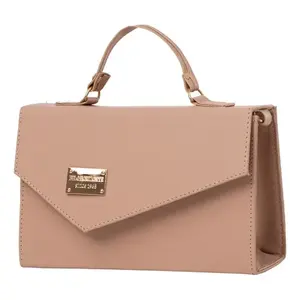 Sac à cosmétiques Fana pour femmes, grande capacité, en PU, avec poignée supérieure, élégant, organiseur de maquillage, couleur unie, nude - Product Image 1