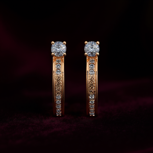 Orecchini Sylvia in Oro Rosa con Diamanti Taglio Brillante Rotondo Colore G Diamanti Naturali Stile Classico per Uso Quotidiano Femminile - Product Image 2