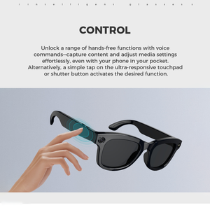 Lunettes Intelligentes à Double Caméra, Monture en Plastique et Titane, Lunettes de Soleil Noires avec Verres Transparents à Transition - Product Image 5