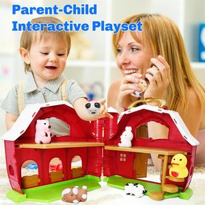 Huiye Vorschule Montessori Lernspiel zeug Nutztier <span class=keywords><strong>Finger</strong></span> puppen Set Farm Animal House Toy - Product Image 6