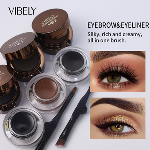 Bubuk alis Vegan 2 in 1 pigmen tinggi Eyeliner tahan lama berwarna 3D penambah alis mata <span class=keywords><strong>Gel</strong></span> Eyeliner dengan kuas - Product Image 2
