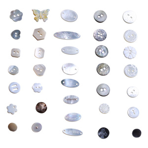 Natural Shell Buttons Butterfly Shape 2-Holes Engraved Embossed Logo For Coats Jackets Flat Garments - Product Image 1