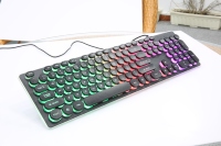 Clavier filaire OEM pleine taille 104 touches, disposition personnalisée, touches rondes, pour bureau professionnel