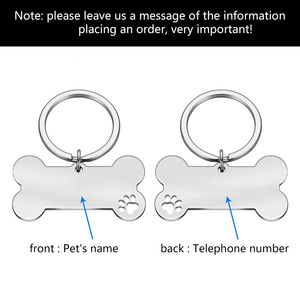 WYSE Collar personalizado Etiqueta de identificación de mascota Nombre de identificación de mascota grabado para gato Cachorro Perro Etiqueta Colgante Llavero Hueso Accesorios para mascotas - Product Image 5