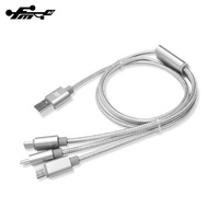 Kabel pengisi daya USB mikro nilon, untuk Samsung Galaxy 1.2M, nilon, grosir PVC 3 + 1 Beli stok untuk ponsel dan Headset