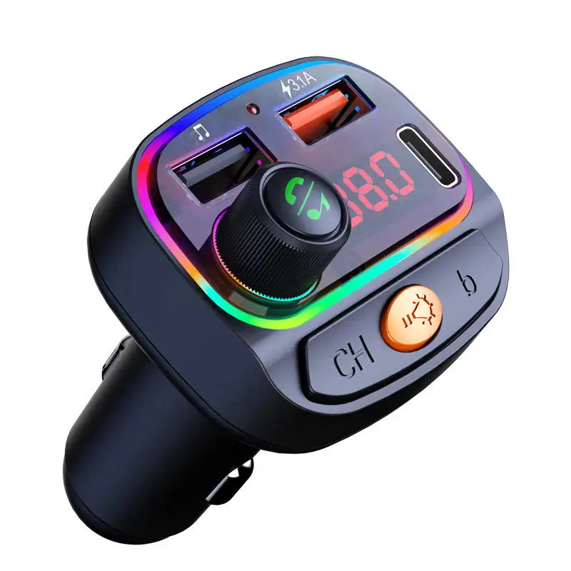 Araç telefonu şarj 3.1A çift USB c-tipi PD FM alıcı müzik Bluetooth mp3 çalar FM verici taşınabilir MP3 çakmak