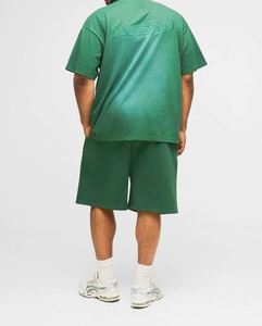 Green Plus OFCL Applique <b>Spray</b> Wash T-Shirt & Oversized Drop crotch Short <b>Set</b> Acid Wash Tracksuit - Product Image 2