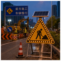 Señal de Tráfico LED Solar Personalizada de Fábrica, Señal de Advertencia Alimentada por Energía Solar con Símbolo Personalizado para Seguridad en la Construcción y Carreteras