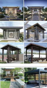 एल्यूमीनियम मिश्र धातु जलरोधक न्यूनतम विरोधी जंग अनुकूलन योग्य बड़े पैमाने पर शानदार आउटडोर आंगन सनशेड मंडप - Product Image 5