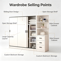 Armoire coulissante en bois massif blanc, mobilier de maison, design moderne et simple, étagère ouverte personnalisée, tiroir latéral grand format pour chambre à coucher