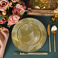 Assiettes de présentation décoratives dorées en forme de rose, 33 cm, écologiques, 13 pouces, pour mariage, en PP