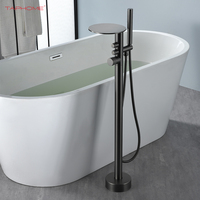 Aqua Gallery Robinet d'eau chaude et froide en laiton noir mat Mélangeur de baignoire Robinet de douche de bain cascade sur pied