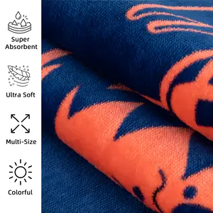 Asciugamano da spiaggia personalizzato super di alta qualità in cotone 100% jacquard oversize stampato a sublimazione con logo
