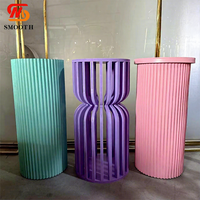 Supports à fleurs en PVC rose, blanc, violet, ou toute autre couleur, socles, piliers, présentoirs pour gâteaux, tables, supports pour baby shower, décorations de montgolfières