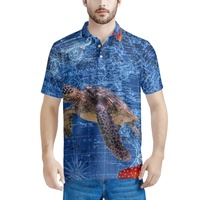 Polo vintage pour homme à imprimé tortue, motif animalier personnalisé, chemise de golf imprimée à la demande, chemise à revers imprimée par sublimation