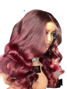 วิกผมสั้นติดลูกไม้ด้านหน้าแบบสั้นสีแดงหมวกไร้กาวธรรมชาติพร้อมเส้นผมที่ดึงออกมาได้ก่อนเพื่อความงามของผู้หญิง - Product Image 3