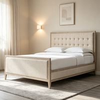 Lit en bois massif de haute qualité, style moderne français, avec panneau en bois capitonné et pied de lit, pour les acheteurs de l'hôtellerie et de l'hôtage.