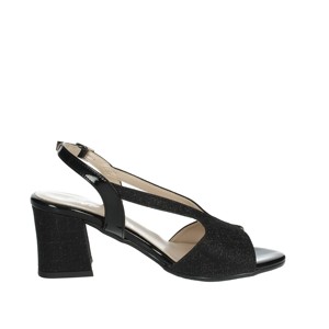 5030 sandali con tacco nero con chiusura a lacci alla moda Design alto a punta per la primavera estate uso esterno tessuto pizzo gomma PU - Product Image 4